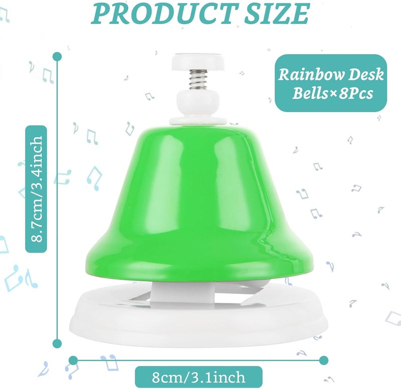 MUXHEL 8 Pcs Rainbow Desk Bells, 8 Notes Diatonic Metal Musical Bells, Musical Bells Musical Learning for Musical Teaching Church - Image 2